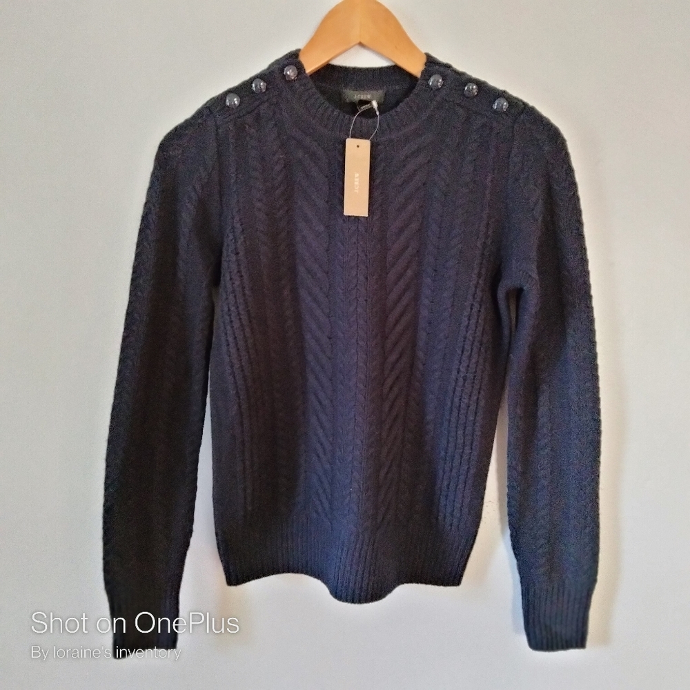 J Crew Sweater with button detail on shoulder
